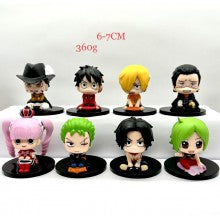 8pcs/set One Piece sitting anime figurines(OPP bag)
